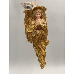 Vintage Gold Foiled Polyresin Angel Ornament Christmas Decoration